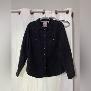 Levi’s Black Ultimate Western Fringe Button Down shirt with Pearl Snaps Size XXL